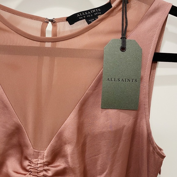 NWT AllSaints Nuri Dress Mauve Pink Size 2 - Picture 7 of 8